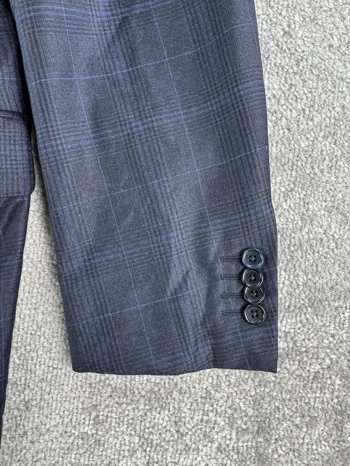 Traje Chaqueta Trussini 48 R Azul Lana Cachemira Ventana Diseñador Deporte Italia Foto 3 de 4