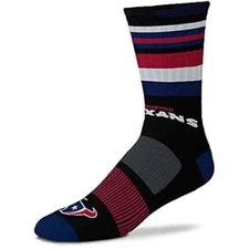HOUSTON TEXANS NFL FOOTBALL JERSEY LOGO BLUE RUGBY STRIPE CREW SOCKS One Size
