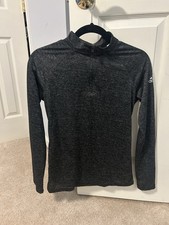adidas Climalite Women's Black Gray 1/4 Zip Pullover Mock Neck Long Sleeve S