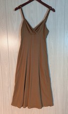 Tory Burch V-Neck Spaghetti Strap Long Beaded Straps Zip Brown Flaw