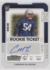 2021 Panini Contenders Rookie Ticket Stub 44/54 Cameron McGrone #224 Auto s3g