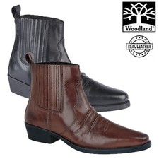 Mens Woodland Cowboy Boots Leather Ankle Desert Biker Gringo Black Brown M841AB