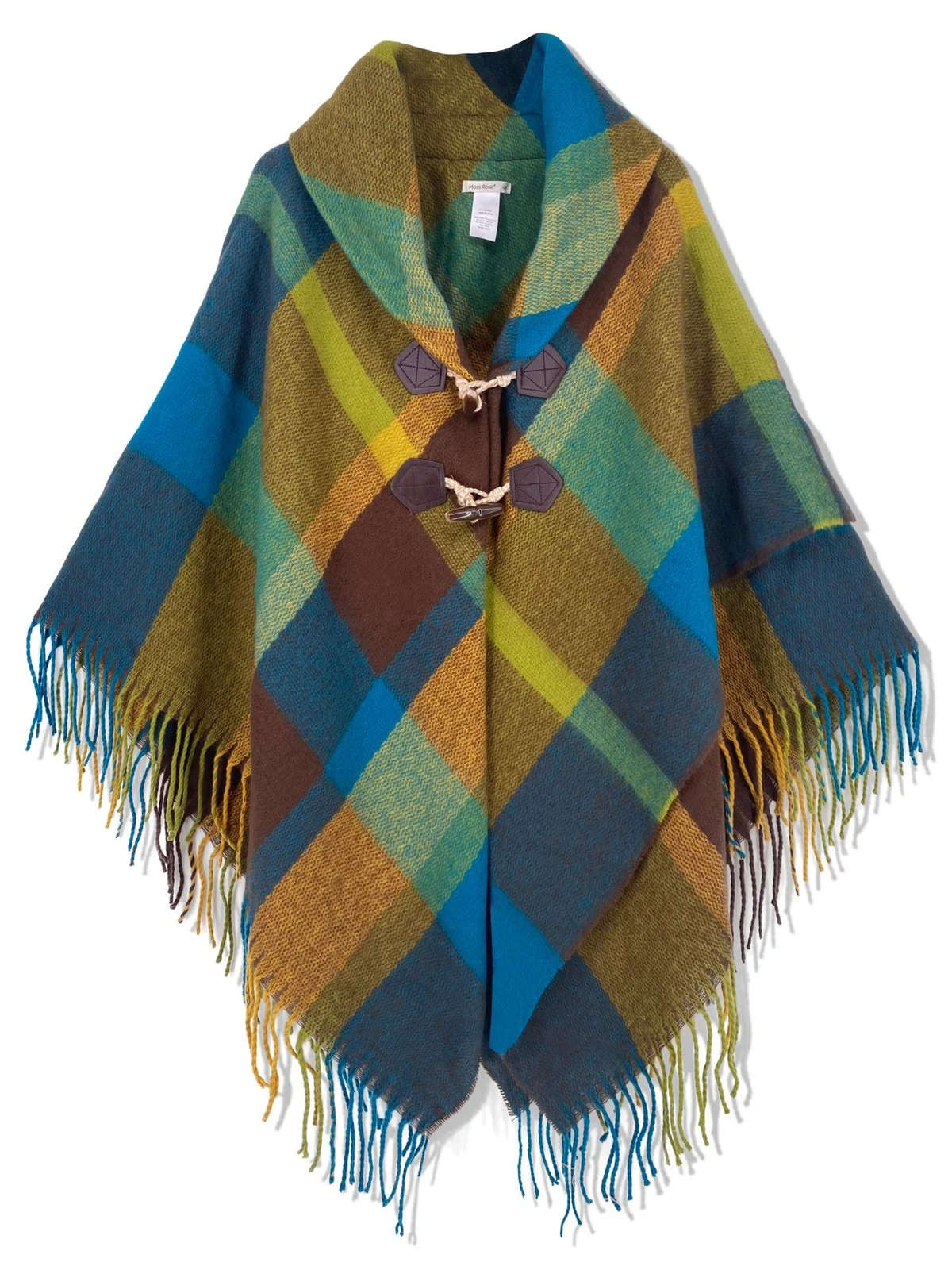Womens Travel Plaid Shawl Wrap Open Front Poncho Cape Fall Winter Sweater