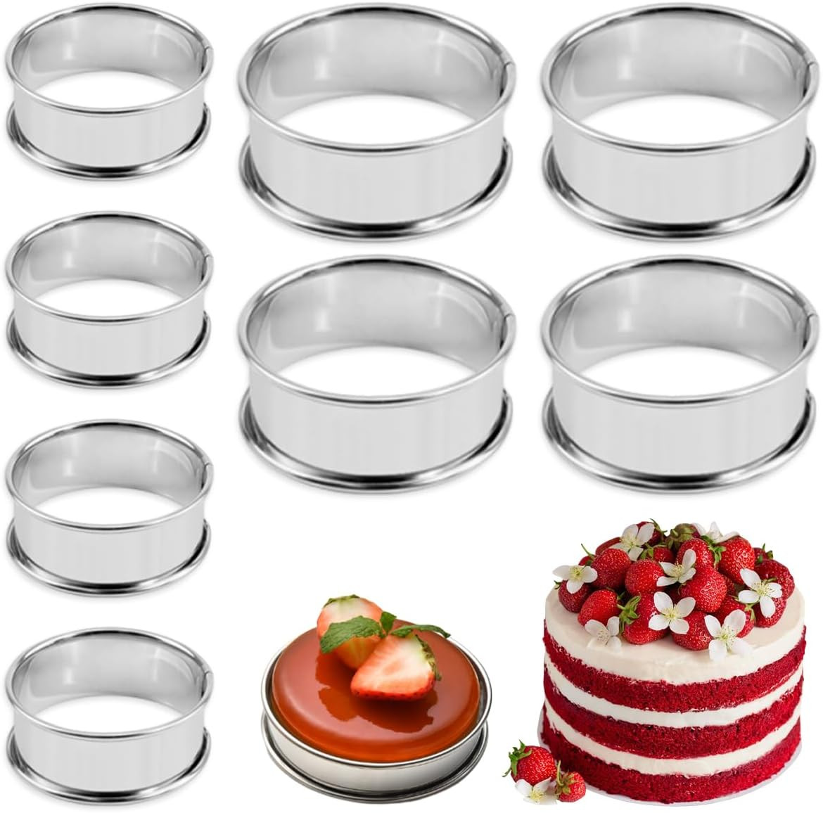 8st Crumpet Ringe Backringe Runde 10cm 8cm Edelstahl Pancake Form Kuchen Rings