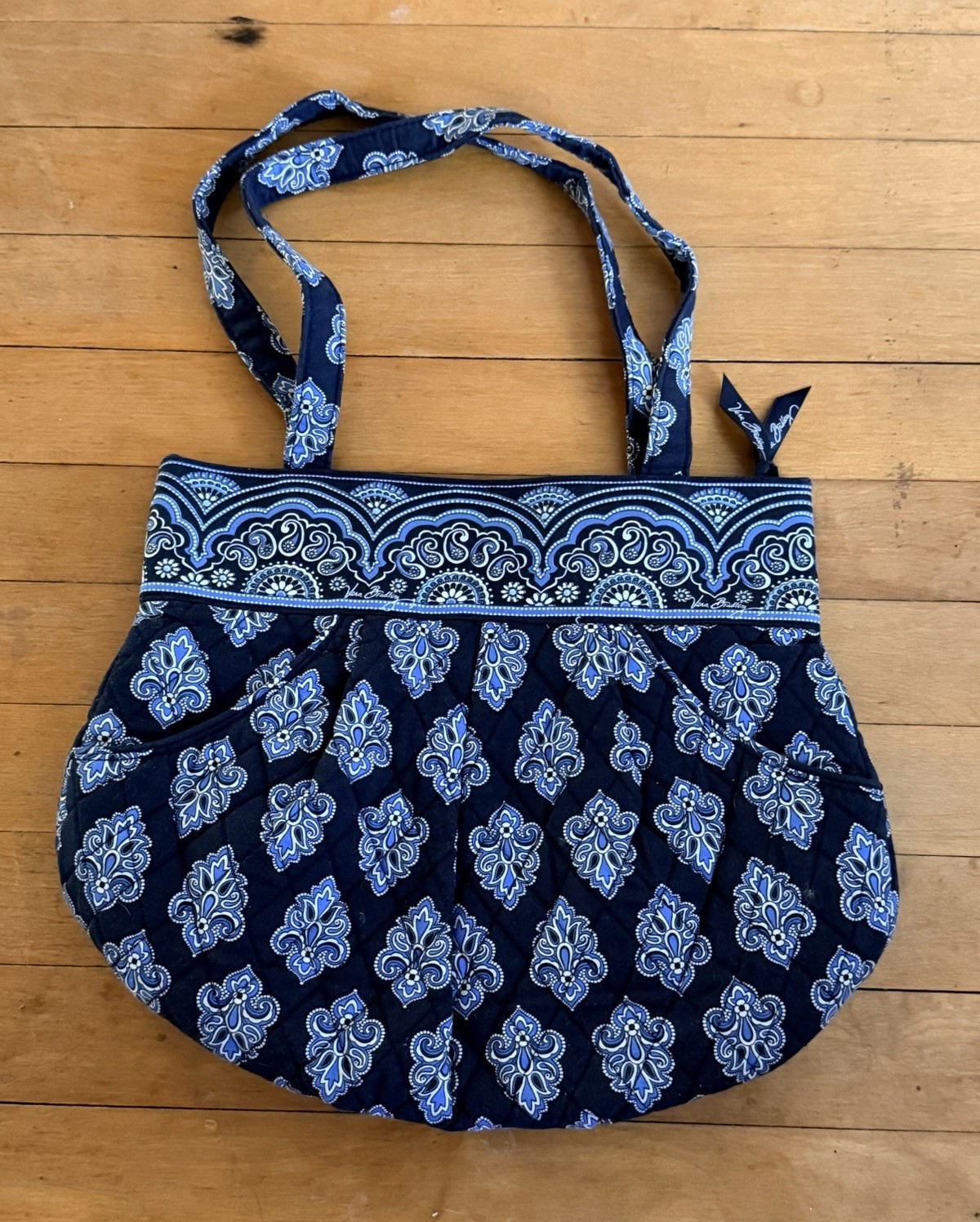 Vera Bradley Navy Blue Floral Quilted Shoulder Bag Women's Semi-Circle