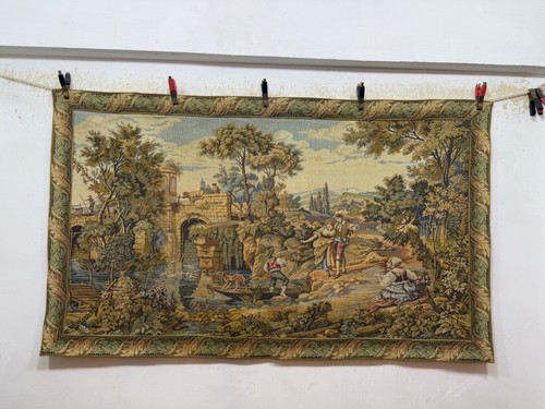Vintage Fabulous Aunusson Style Pictorial Figurative Tapestry Wall Hanging