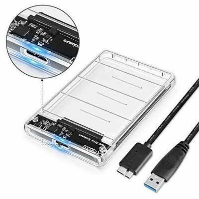 2,5'' SATA HDD SSD Gehäuse USB 3.0 Externes Festplattengehäuse 2TB Klar UK
