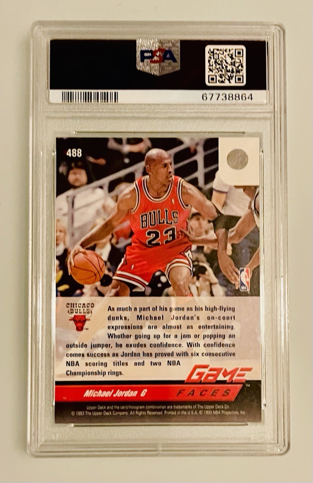 Upper Deck 1992 Michael Jordan Game Faces #488 Chicago Bulls Basketball PSA 5 view 2