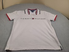 Tommy Hilfiger Polo Shirt Mens XL White Slim Fit Center Logo