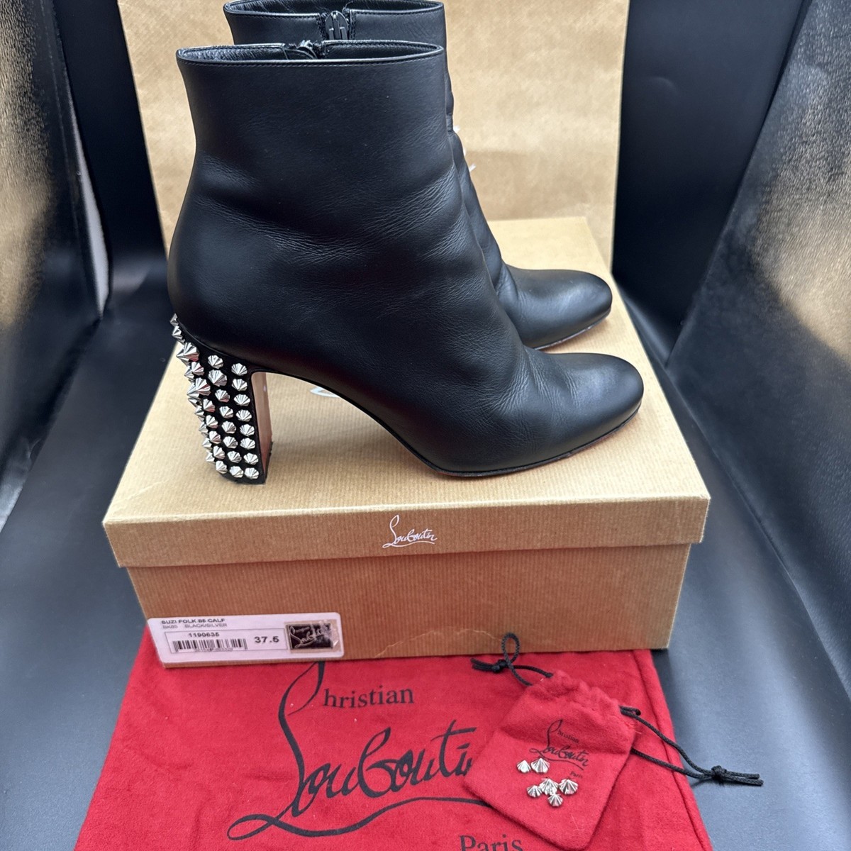 Suzi Folk 85 Christian Louboutin Suzi Folk 85 Black Leather Block
