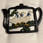 Vintage Cast Iron Goose Geese Trivet Painted Teapot — photo 2