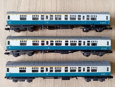 3 x Minitrix Spur N BR Mk1 Flurverbundwagen blau/grau