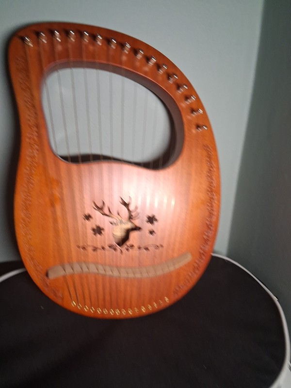 16 String  Lyre Harp Mahogany Body With Tuning Key String Cartridge!