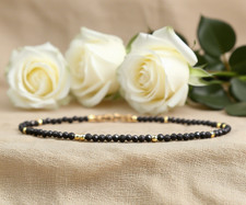 2mm Shungite Crystal Faceted Gemstone Beads Dainty Bracelet Minimalist Healing