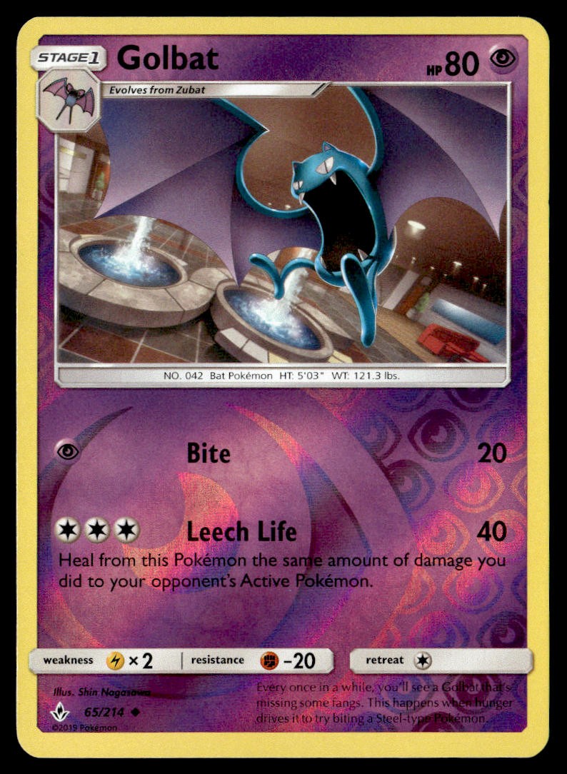 Golbat 65/214 Reverse Holo Uncommon Unbroken Bonds Pokemon 2019