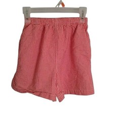 Cotton Kids Size 5 Shorts Girls Red Gingham Check Elastic Waist 100 Cotton