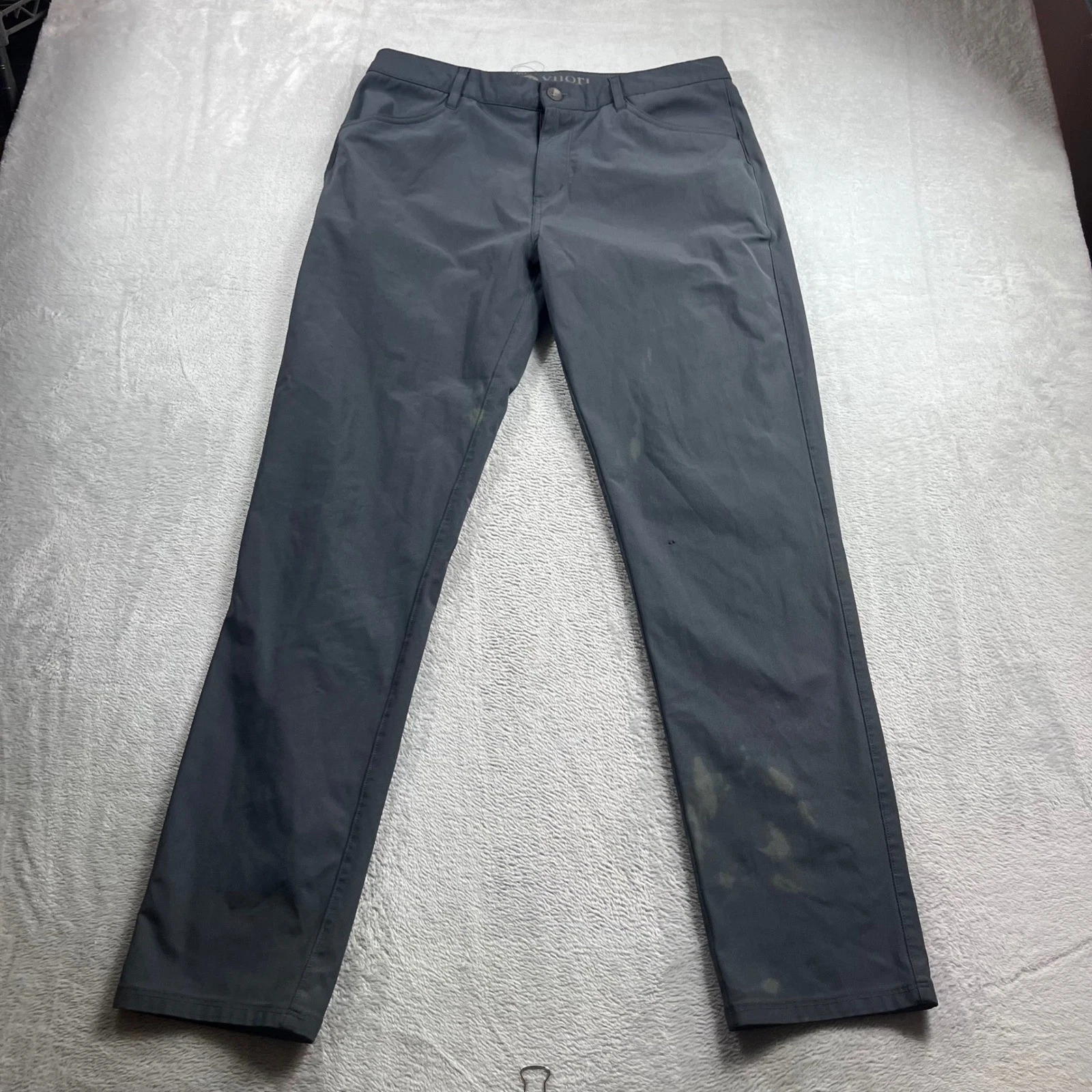 Vuori Mens Meta Pants Charcoal Grey Size 34 Technical Chino Performance Trousers