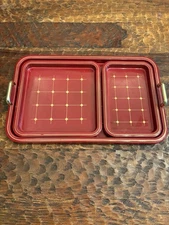 Vintage MCM Himark Lacquerware Nesting Trays Japan Red Burgandy Gold