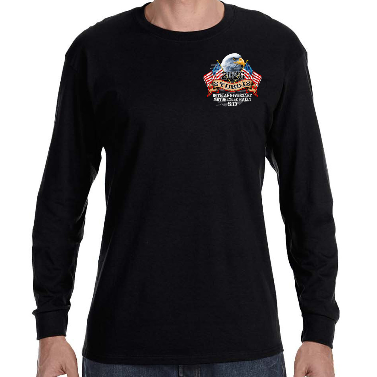 Long Sleeve 2026 Sturgis Motorcycle Rally America Strong No Harley