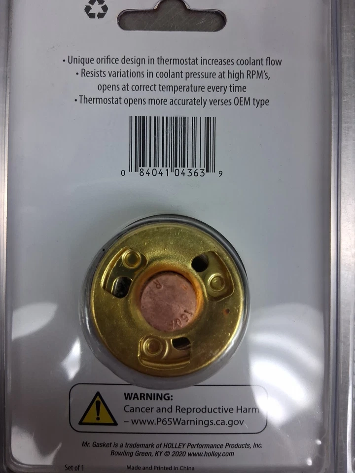 Mr Gasket 4363; High Flow Thermostat 160 deg for Chevy, Ford, AMC, Chrysler - Image 2 of 4