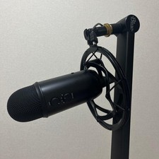 Blue USB Condenser Microphone Black with Arm Stand and Pop Filter Used