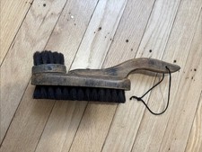 Vintage Wood Shoe Shine Double Brush with Tail Shaped Handle Primitive