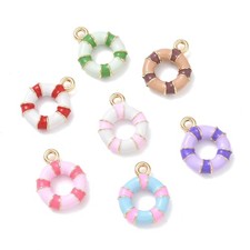 12pcs Swim Ring Charms Alloy Enamel Pendant for Earrings Necklace Jewelry Making