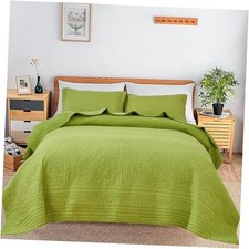 King Size Quilt Set - Lightweight Cotton Quilt King Oversized - Green