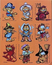 Vintage 1978 Garfield Stickers Halloween Costumes Jim Davis 1 Sheet 6" X 5"