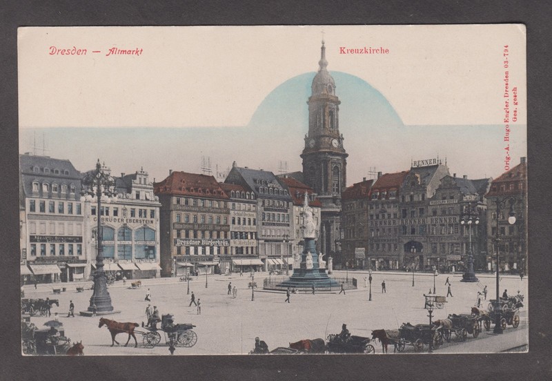 Germany. Dresden 1910s. Altmarkt Old Market Kreinzkirche. By Hugo Engler