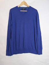 Nautica Men Sweater Sz Large Blue Pullover Light Classic Fit Navtech Soft V-Neck