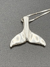 Sterling Silver Whale Tale Pendant, Necklace, Handmade, Artisan, 18", NEW