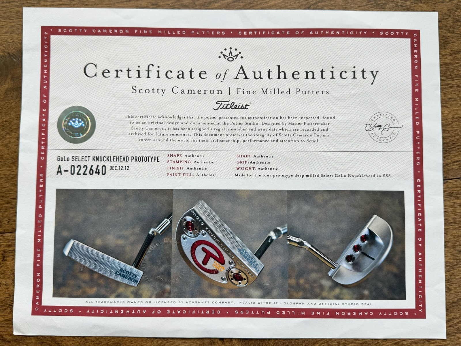 A022640, the certificate in an eBay listing's photos