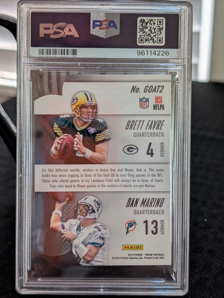 Panini Prizm Head to Head Goat Prizms #2 2014 Brett Favre, Dan Marino PSA 10 GEMA Foto 2 de 3