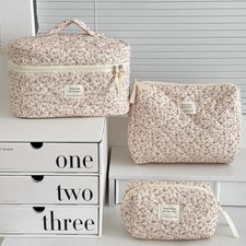 Women  s Floral Quilted Makeup Bag  Travel Cosmetic Pouch, Gift, Large Capacity