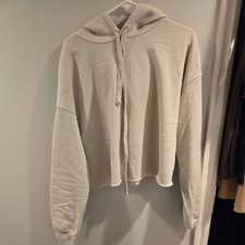 NWOT White/ Black Writing Cropped Hoodie, Size XL