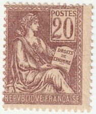 ♣ France Mouchon N° 113 Neuf * 20c Brun Lilas Tres Beau Timbre
