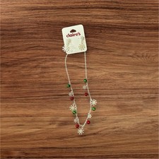 Claire's Snowflakes and Bells Necklace and Earring Set, Silvertone, NWT