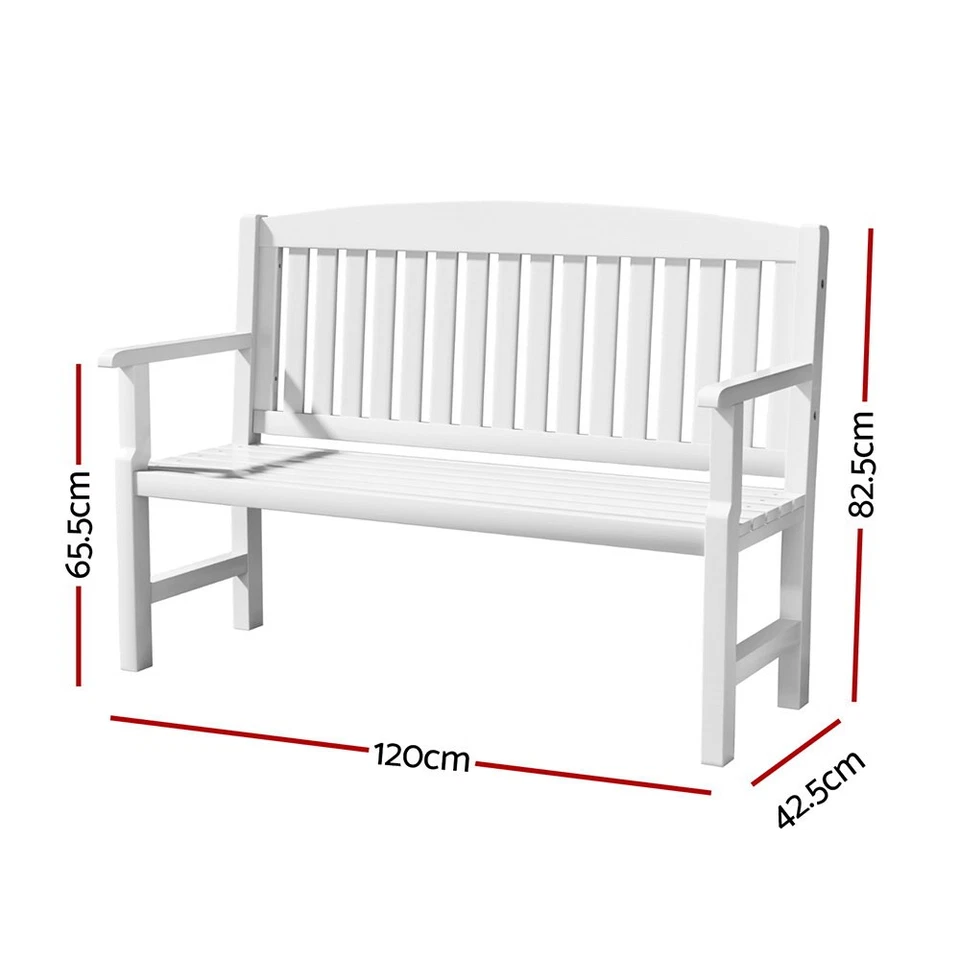 Gardeon Outdoor Garden Bench Wooden 2 Seater Lounge Chair Patio Furniture White - image 2 of 4