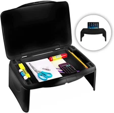 MavoCraft Black Portable Folding Lap Desk with Storage & Dividers Laptop Table
