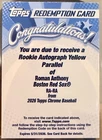 2026 Topps Chrome Roman Anthony Rookie Autograph Redemption (RC) Redsox