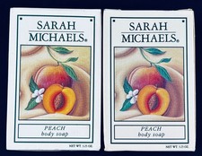 SARAH MICHAELS PEACH BODY SOAP BARS 3.25oz EA. USA MADE ESSENTIAL OIL 3x MILLED