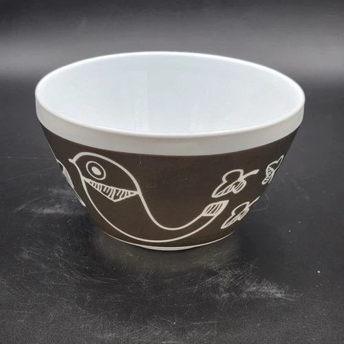 Vintage Charm Bowl Inspired Pyrex Birds Of A Feather Black White 3C 0.7L