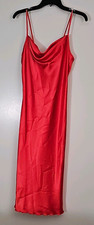 bebe Red Satin Full Slip Chemise Size S Adjustable Straps Polyester