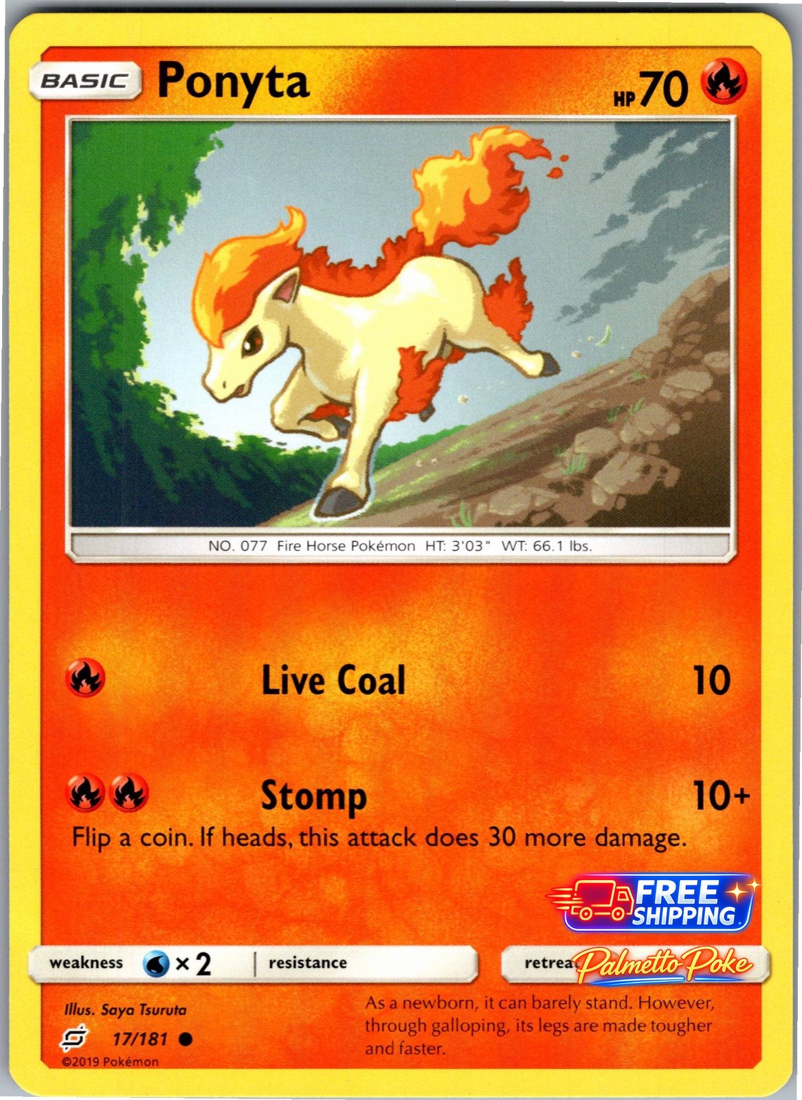Ponyta 17/181 Common Sun & Moon - Team Up Pokemon NM/LP
