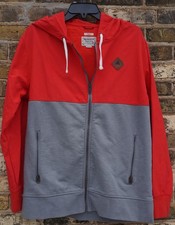 BURTON SNOWBOARDS MEN'S SMALL RED/GRAY RAVINE DRY RIDE ZIP HOODIE SPRING JACKET 