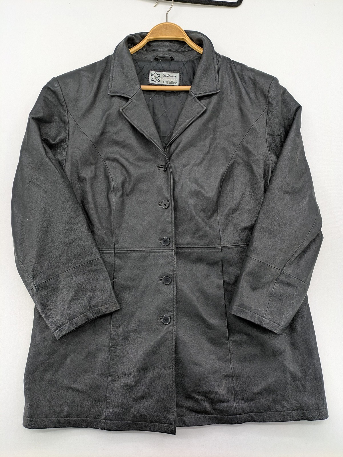 Kelch Damen Lederjacke Ledermantel Echtleder L schwarz Gesteppt Vintage Jacke