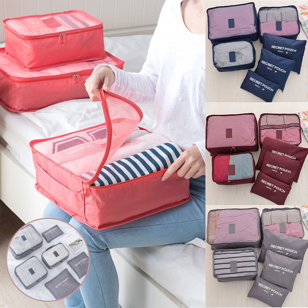 Reino Unido 6 piezas Cubos de embalaje Almacenamiento de equipaje Compresión Organizador Maleta de viaje Bolsas