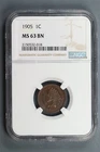 1905 1C Indian Head Cent Penny NGC MS63 BN MS UNC BU Early US Type Coin SLAB-133