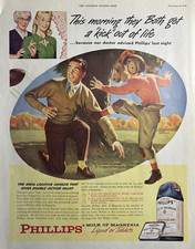 1946 Phillips Milk Of Magnesia Liquid Tablets Kick Football Vintage Print Ad